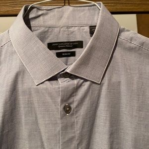 John varvatos Grey mini plaid dress shirt 16.5 34/35